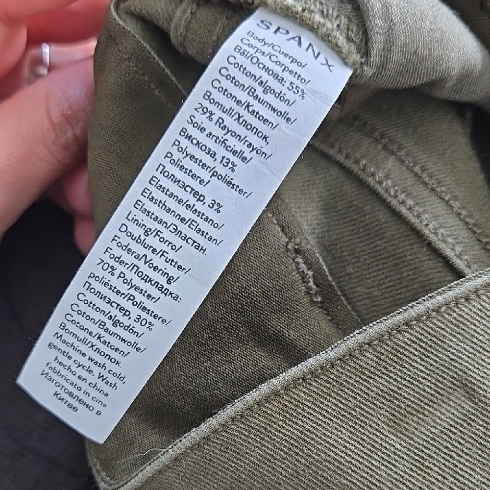 Spanx Olive Green Stretch Twill Ankle Cargo Pants Size 2X/2T - Picture 10 of 14